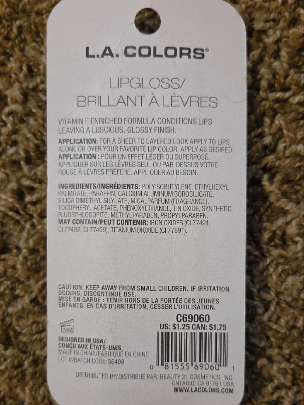 L.A. Colors Moisturizing Lip Gloss - Shimmery Nude Pink